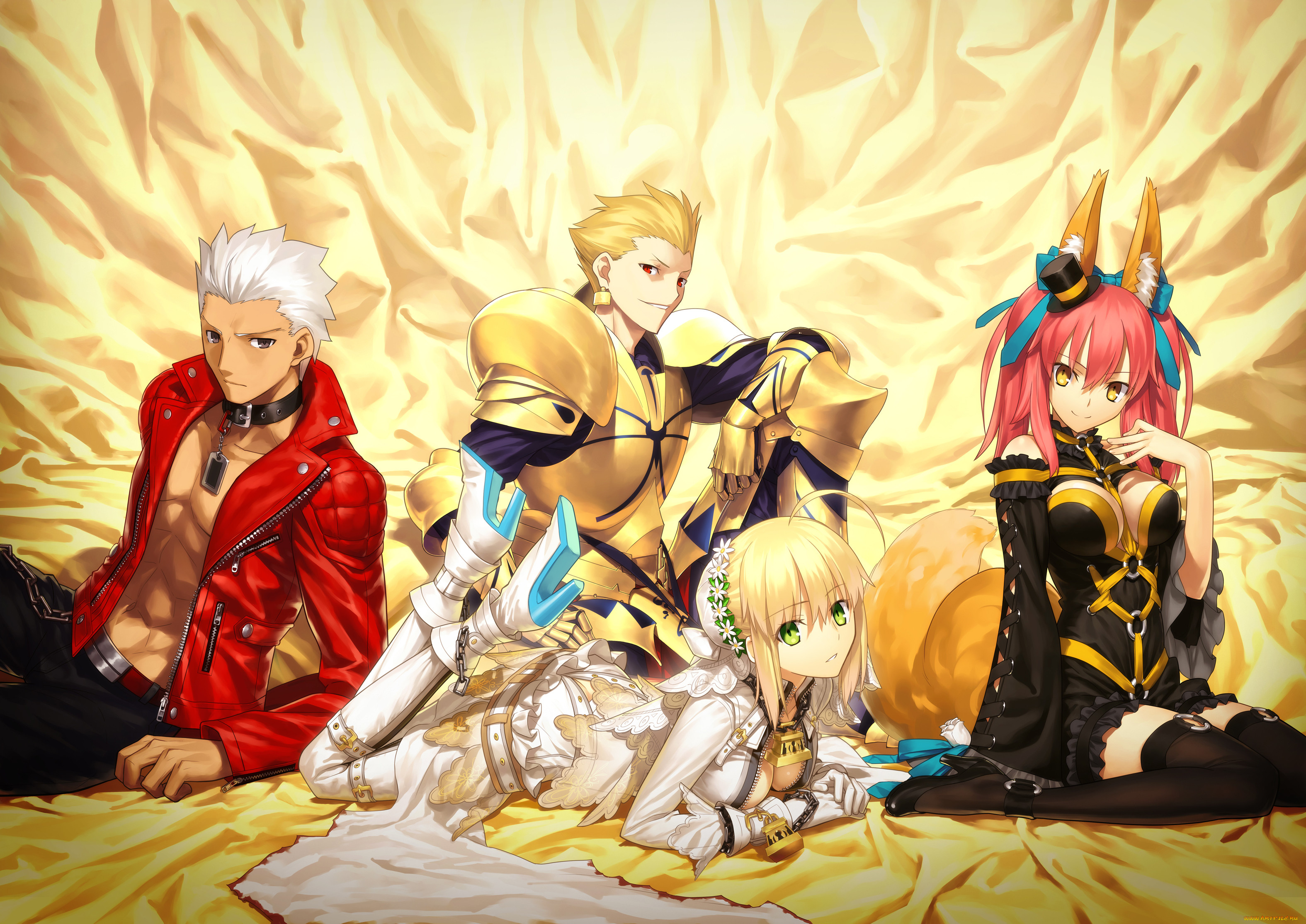 , fate, stay night, , , saber, bride, , , caster, extra, takeuchi, takashi, art, archer, gilgamesh, , 